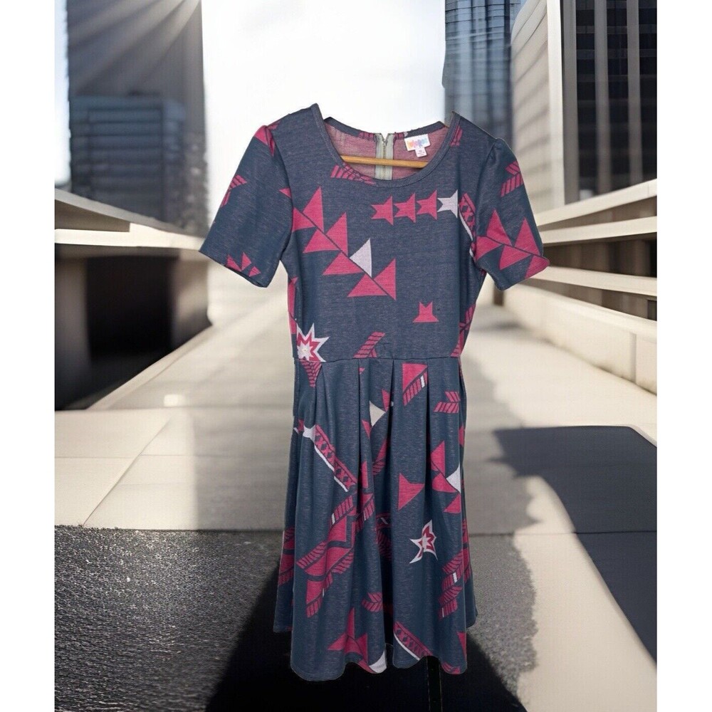 LuLaRoe Dress Short Sleeve Pockets Pleated Swing‎ Gray Simply Comfortable Medium
